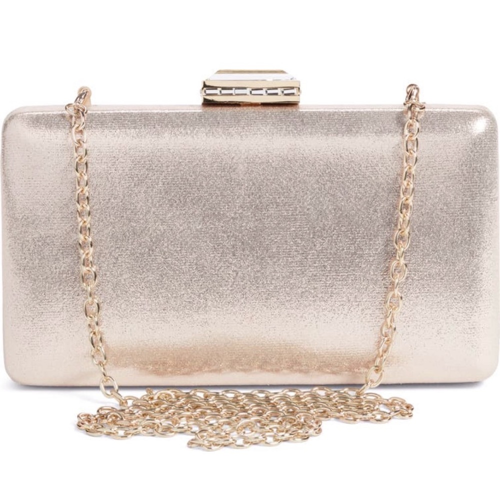 NWT Nordstrom Metallic Box Clutch